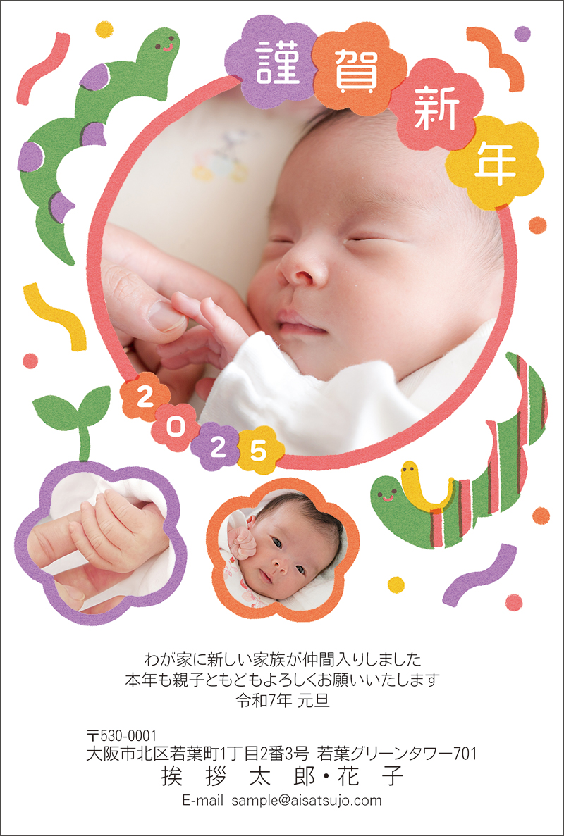 出産報告-N25E380｜年賀状印刷なら挨拶状.com【2026年 午年版】